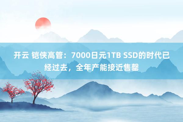 开云 铠侠高管：7000日元1TB SSD的时代已经过去，全年产能接近售罄