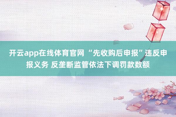 开云app在线体育官网 “先收购后申报”违反申报义务 反垄断监管依法下调罚款数额