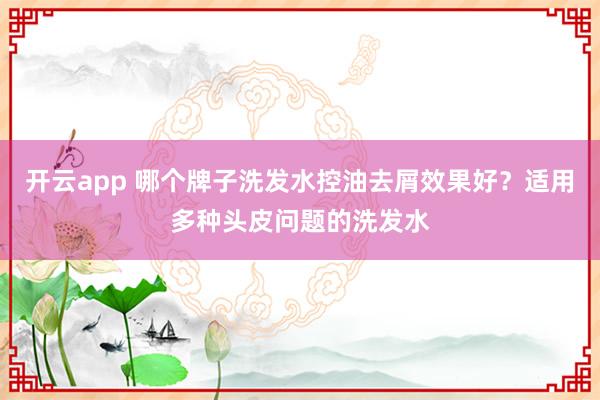 开云app 哪个牌子洗发水控油去屑效果好？适用多种头皮问题的洗发水