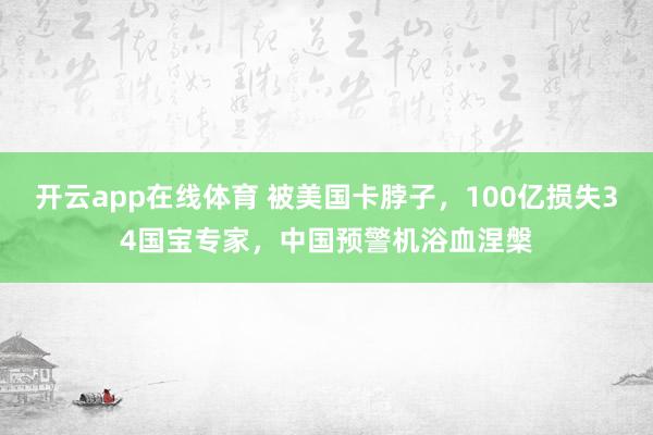开云app在线体育 被美国卡脖子，100亿损失34国宝专家，中国预警机浴血涅槃