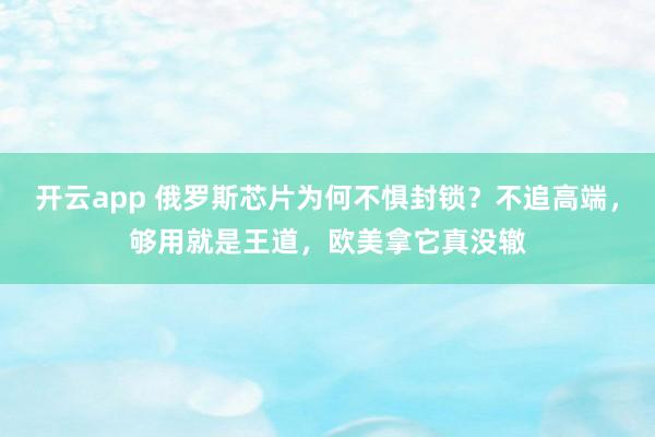 开云app 俄罗斯芯片为何不惧封锁？不追高端，够用就是王道，欧美拿它真没辙