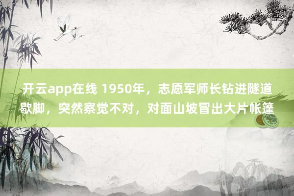 开云app在线 1950年，志愿军师长钻进隧道歇脚，突然察觉不对，对面山坡冒出大片帐篷