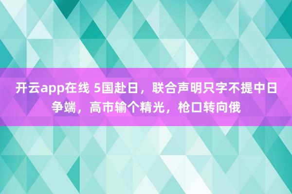 开云app在线 5国赴日,联合声明只字不提中日争端,高市输个精光,枪口转向俄