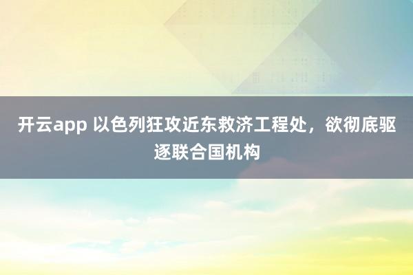 开云app 以色列狂攻近东救济工程处，欲彻底驱逐联合国机构