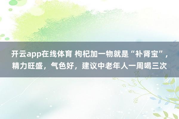 开云app在线体育 枸杞加一物就是“补肾宝”,精力旺盛,气色好,建议中老年人一周喝三次