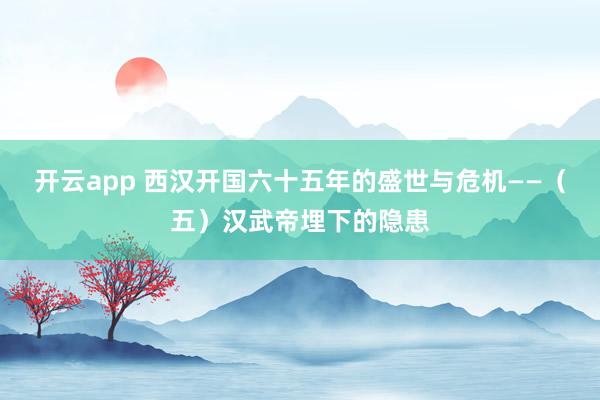 开云app 西汉开国六十五年的盛世与危机——(五)汉武帝埋下的隐患