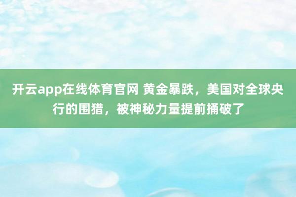 开云app在线体育官网 黄金暴跌,美国对全球央行的围猎,被神秘力量提前捅破了