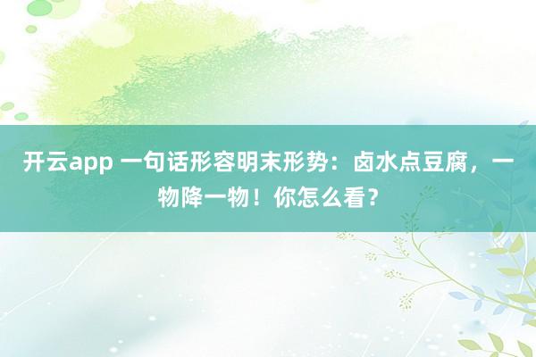 开云app 一句话形容明末形势：卤水点豆腐，一物降一物！你怎么看？