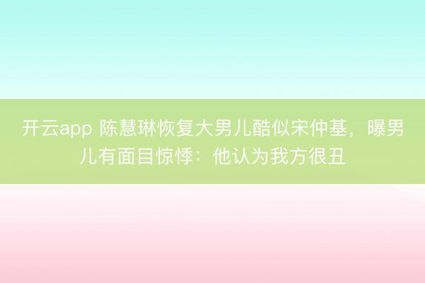 开云app 陈慧琳恢复大男儿酷似宋仲基，曝男儿有面目惊悸：他认为我方很丑